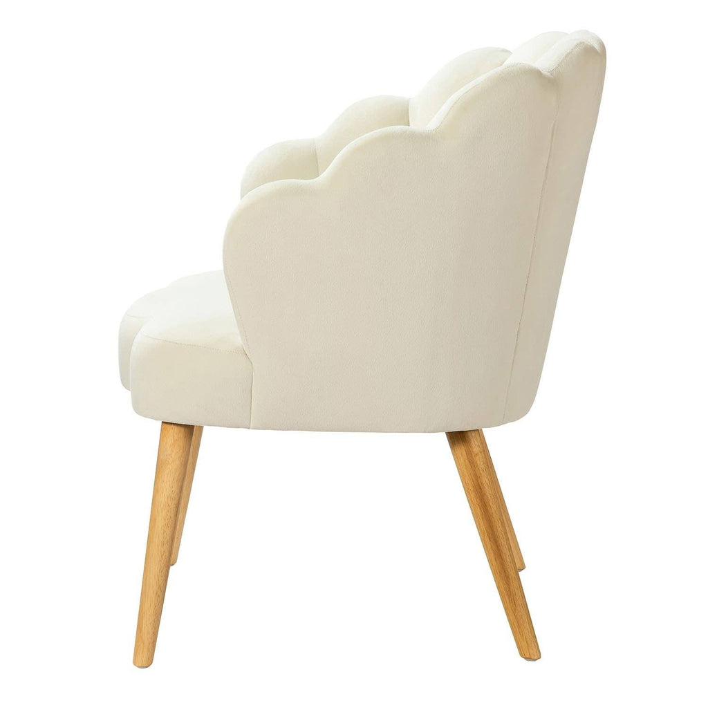 Green Scalloped Velvet Arm Chair Z7694