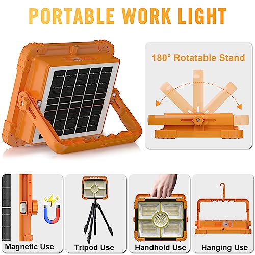 100W LED Solar Work Light, 10000LM Magnetic Worklight, IP66 Waterproof L903
