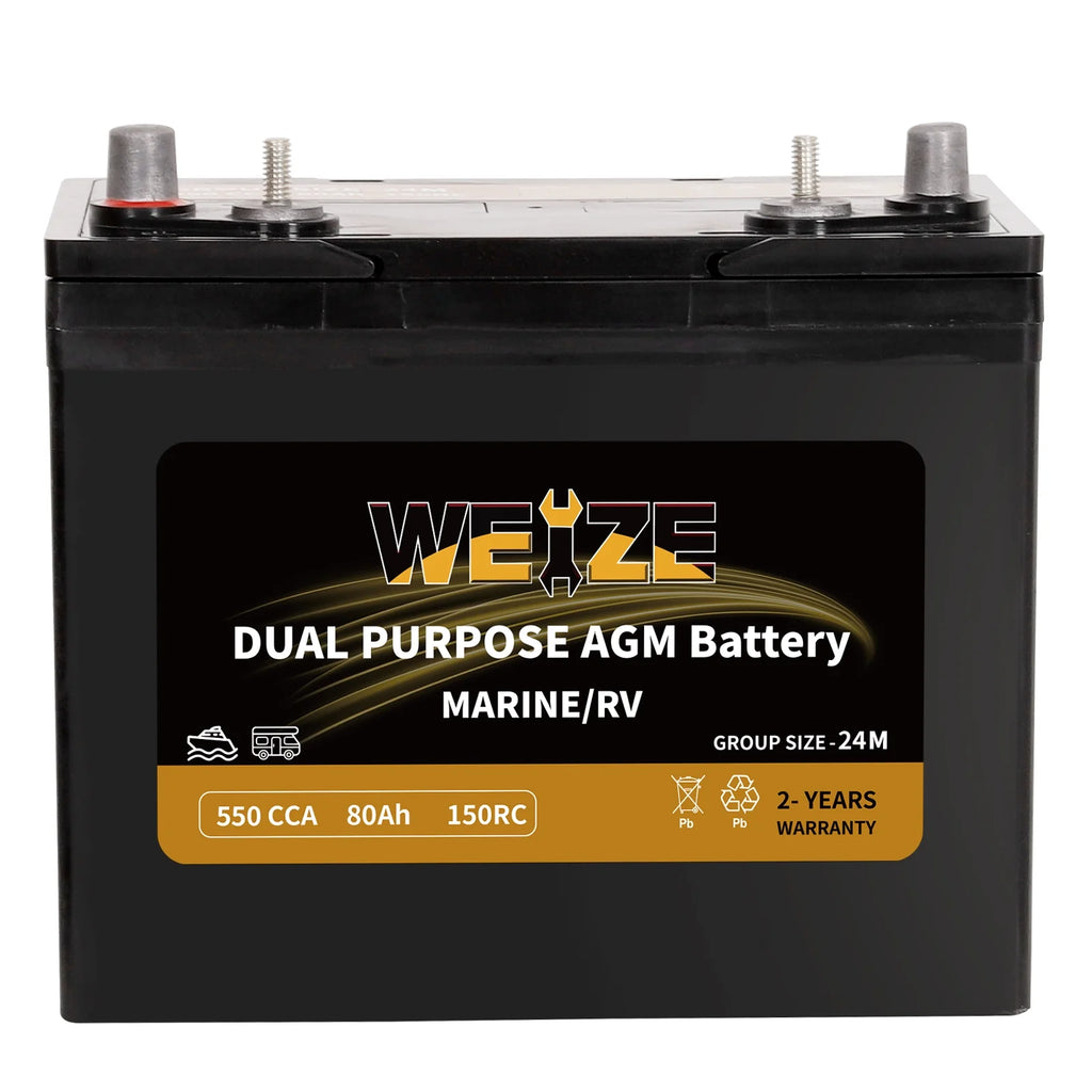 12V 80AH Dual Purpose AGM Battery, 550CCA Group 24M Y5779