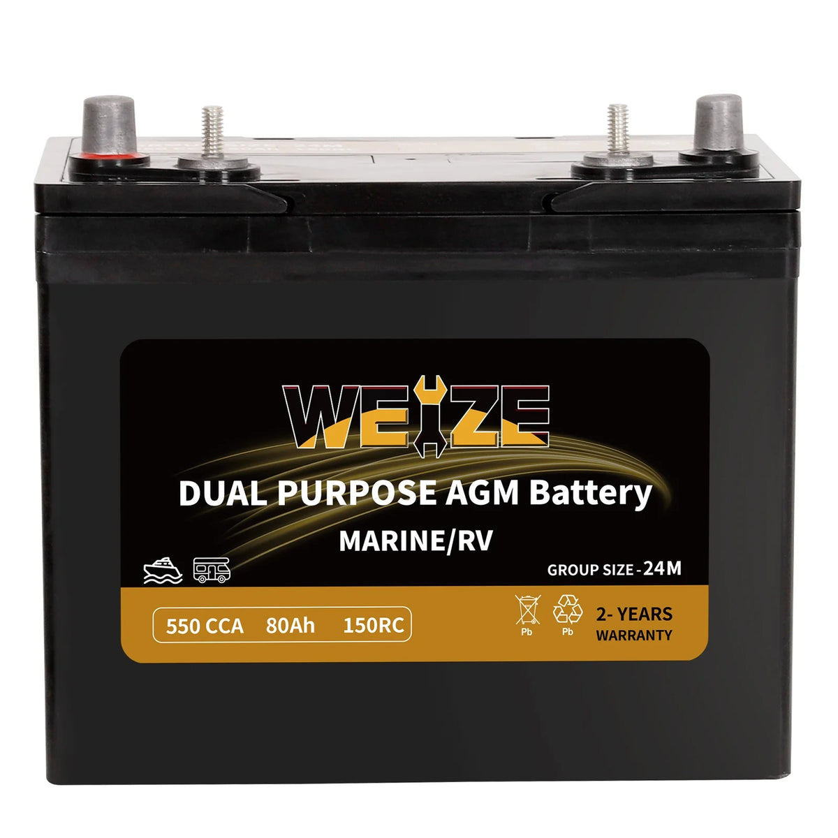 12V 80AH Dual Purpose AGM Battery, 550CCA Group 24M Y5779