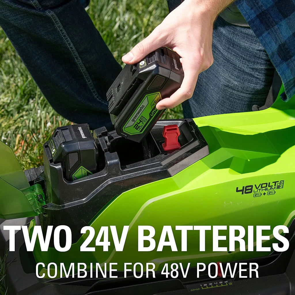 48V 17 Battery-Powered Push Lawn Mower with 2 x 24V 4Ah Batteries G781672