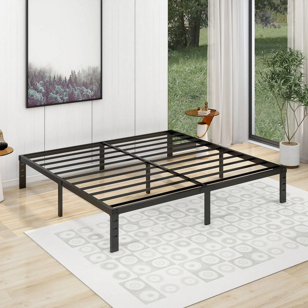14 inch Metal Platform King Bed Frame with Steel Slat Support E4246