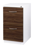 20" 2 Drawer Mobile Pedestal File Cabinet with Seat Cushion, White/Walnut M523682