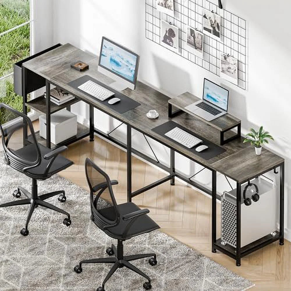 L Shaped Reversible Corner Computer Desk with Shelves F205