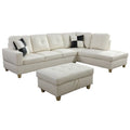 White Right Hand Facing Sectional with Ottoman J8100