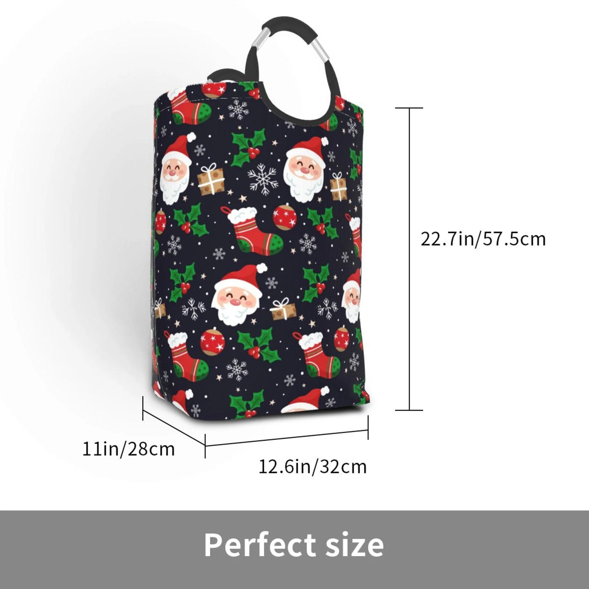 Snowflake Rectangular Collapsible Laundry Basket with Handles Q536