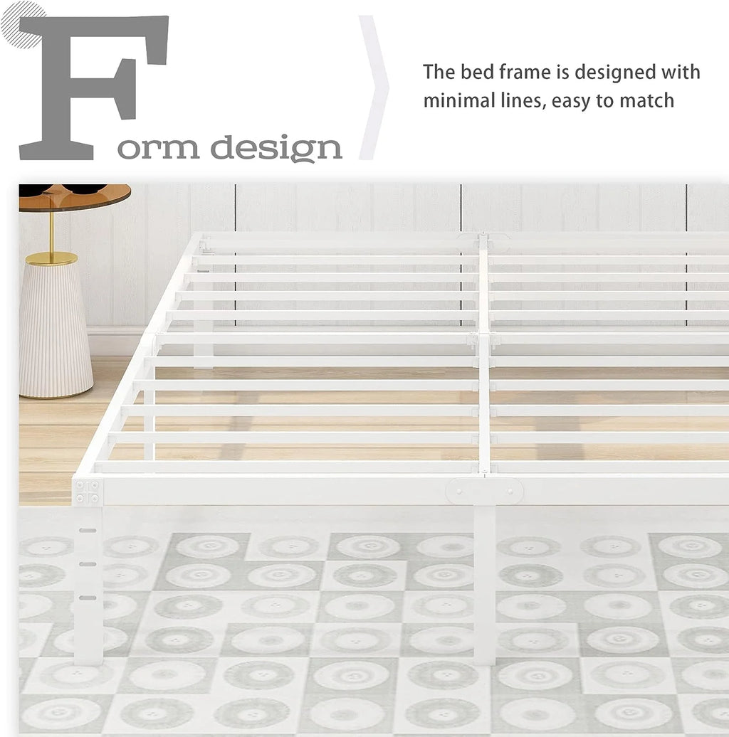 14 inch Metal Platform King Bed Frame with Steel Slat Support E4246
