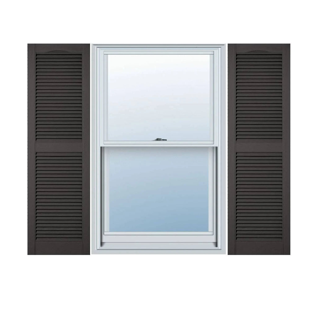 Vinyl Cathedral Top Open Louver Shutters Y130866