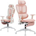 Black Ergonomic Mesh Office Chair with Footrest and Headrest R389