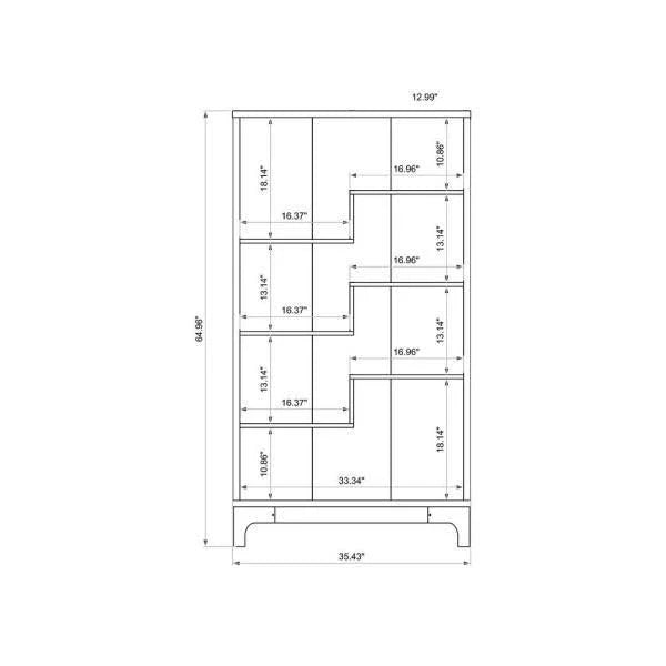 Grey Geometric 4-Shelf Bookcase Q498