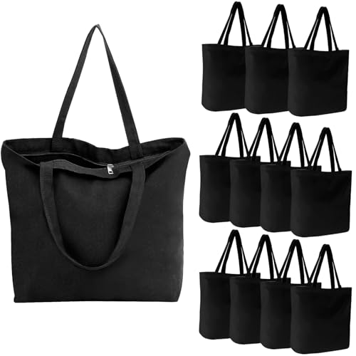 6 Packs Canvas Tote Bag with Zipper X903