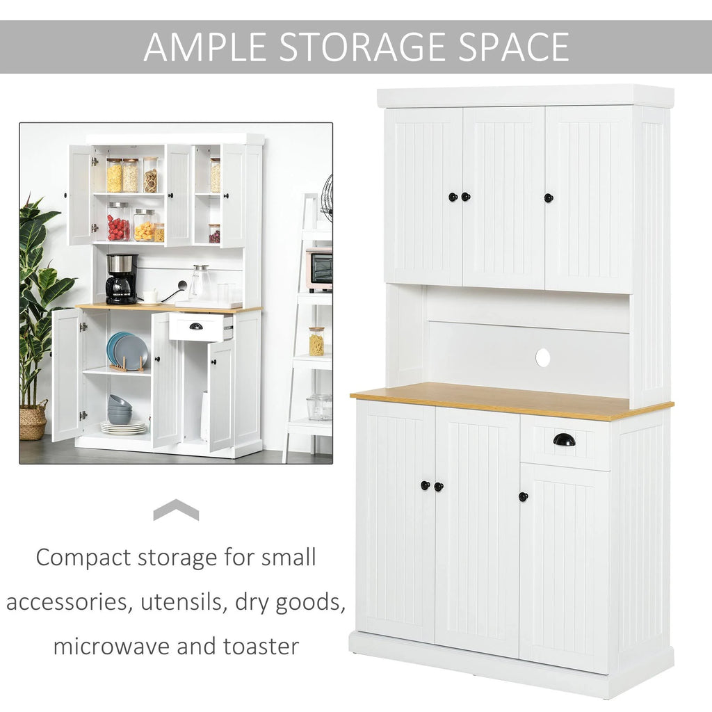 White Oak Kitchen Pantry Buffet with Hutch G295049
