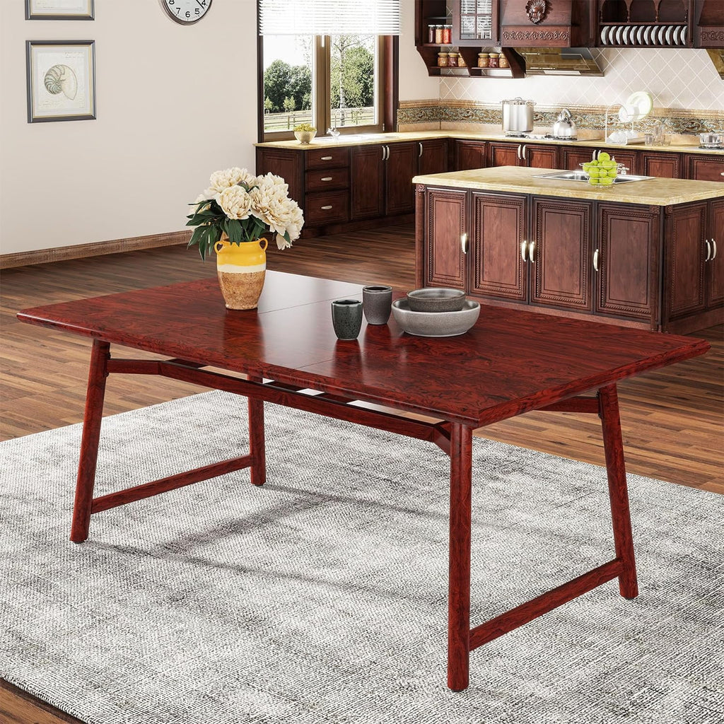 63" Rectangular Wood Dining Table with Metal Legs U894684