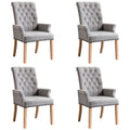 Gray Linen Fabric Upholstered Dining Chairs Set of 4 I889446