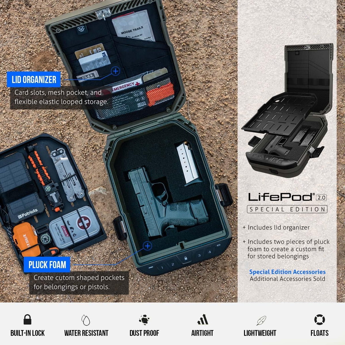 Waterproof Electronic Lock Handgun Case with Backlit Keypad F633
