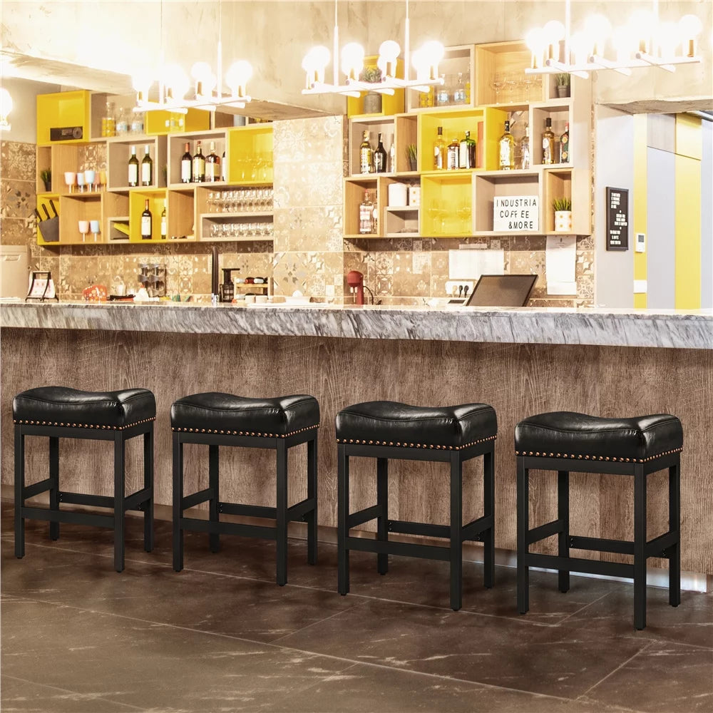 Set of 2 Black Faux Leather Bar Stools Y2674