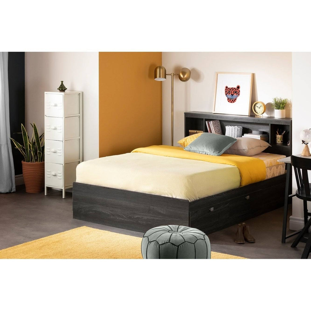 White Full Bookcase Headboard N927