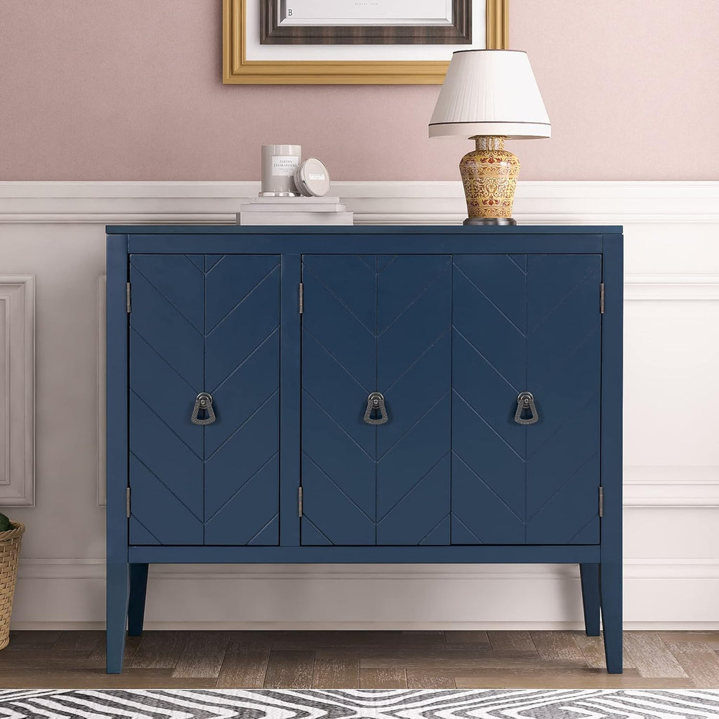 Antique Gray Wooden Storage Cabinet with Adjustable Shelf N498226