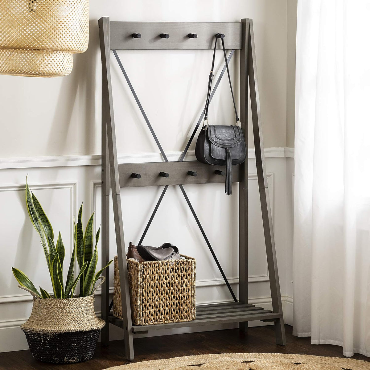 Grey 4 Shelves Wood Bookcase J5832