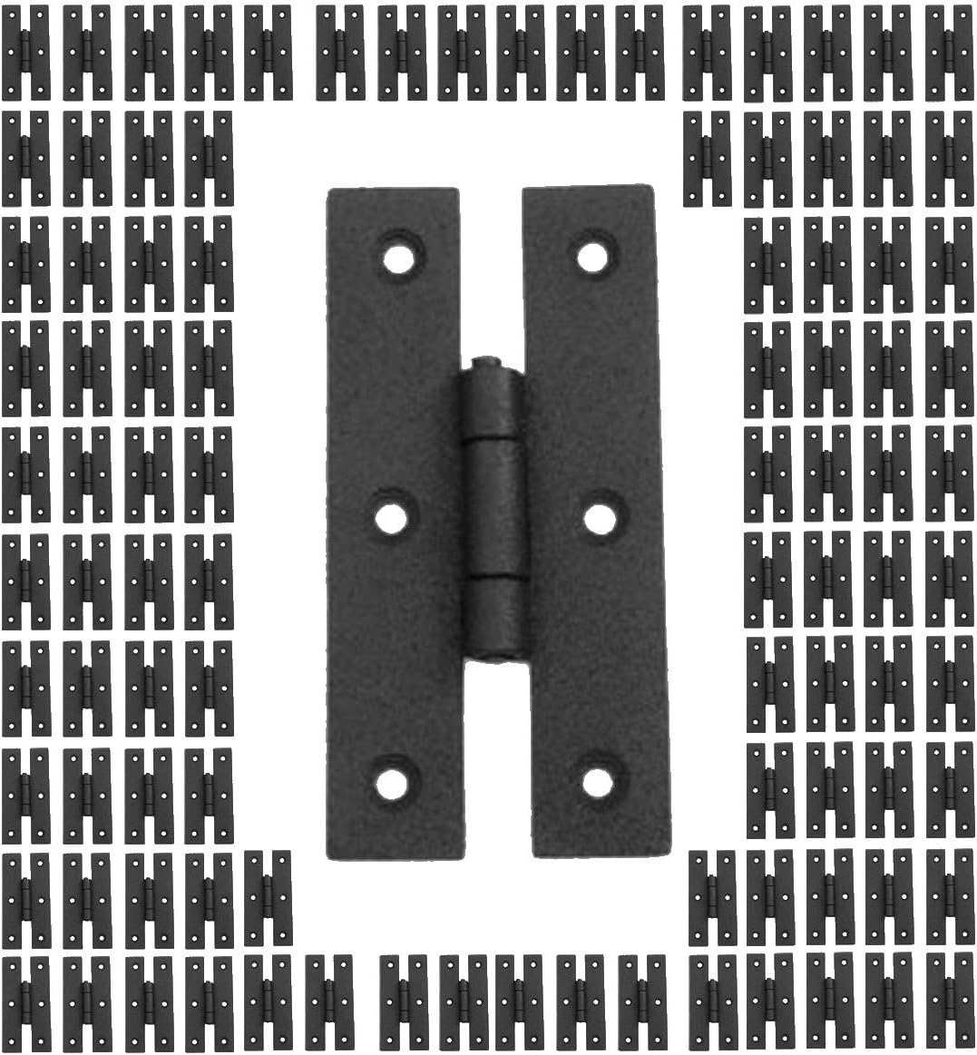 Black H Flush Hinge 3 Inches Wrought Iron Cabinet Door Hinges Pack Of 24 Y16065