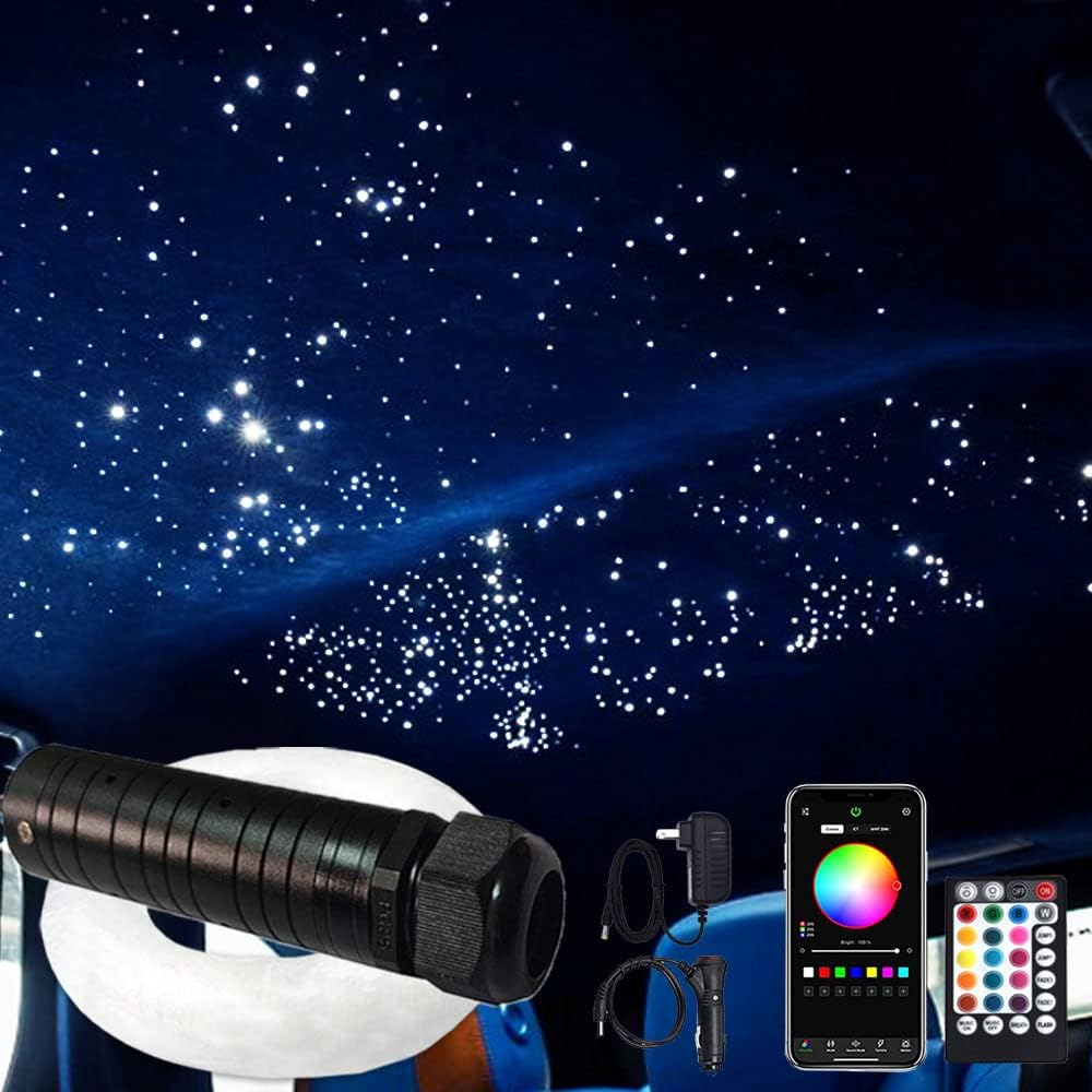 Car Use Bluetooth RGB LED Fiber Optic Light Star Ceiling Kit G8391