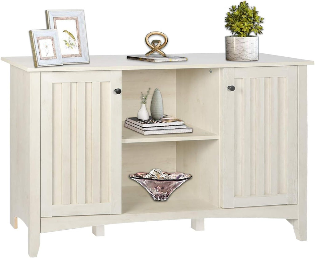 White Storage Cabinet with Doors and Adjustable Shelves W96435