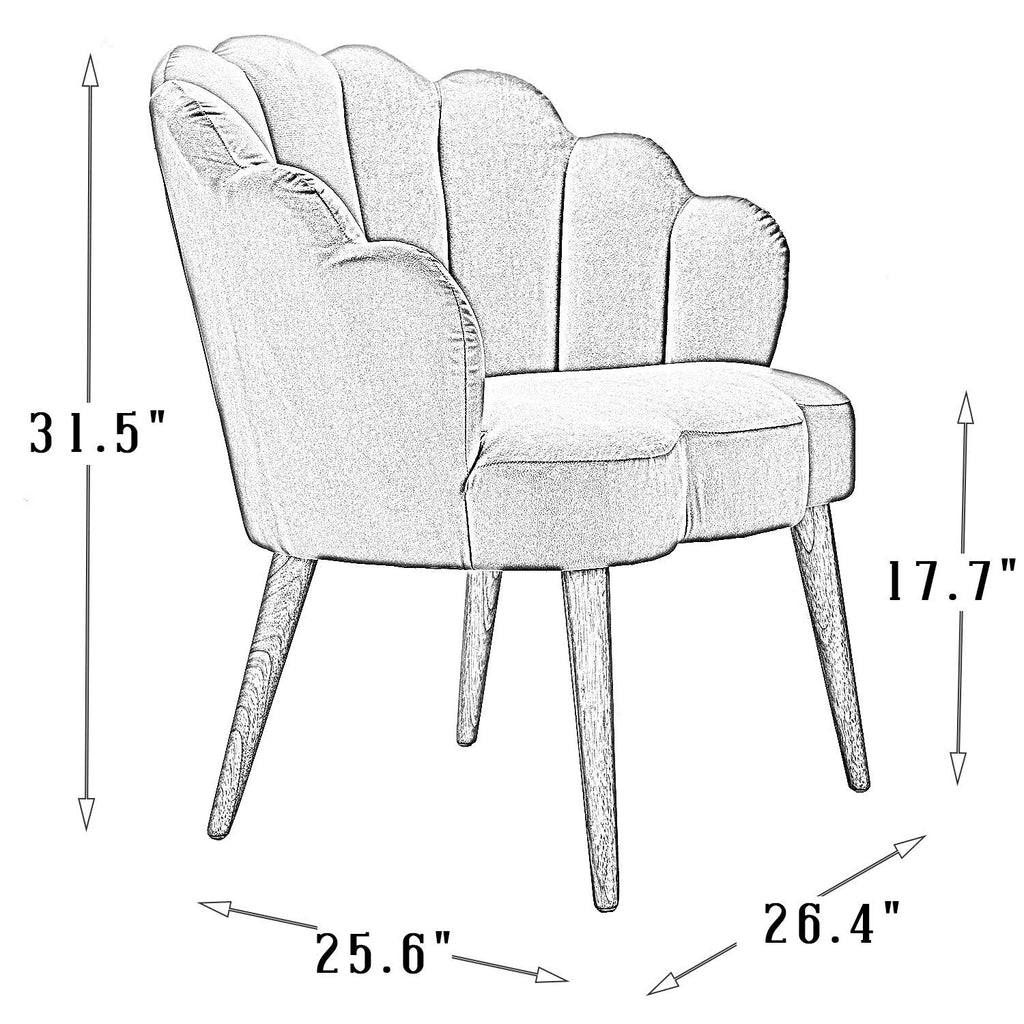 Green Scalloped Velvet Arm Chair Z7694
