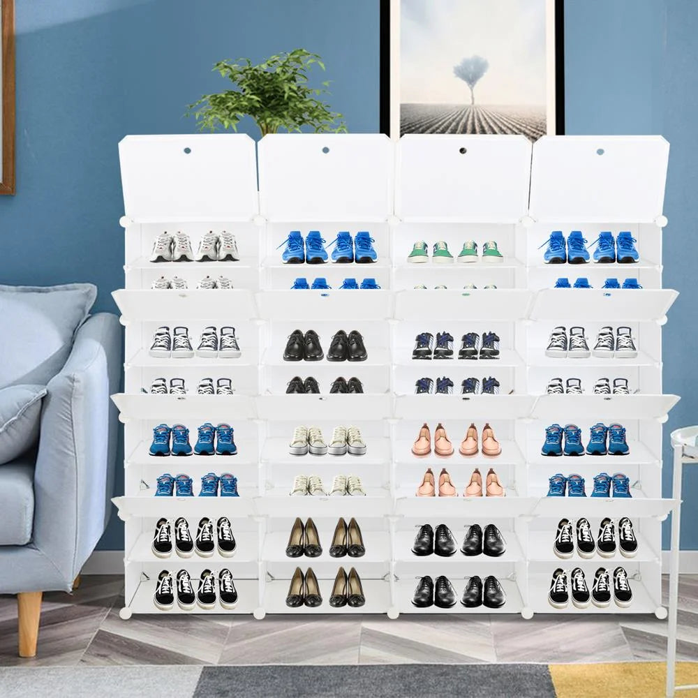 32-Cube 64-Pair 8-Tier White Shoe Storage Cabinet J882719
