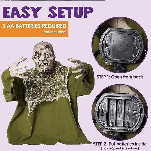 Animated Zombie Groundbreaker Halloween Decoration with Movable Arms K891504