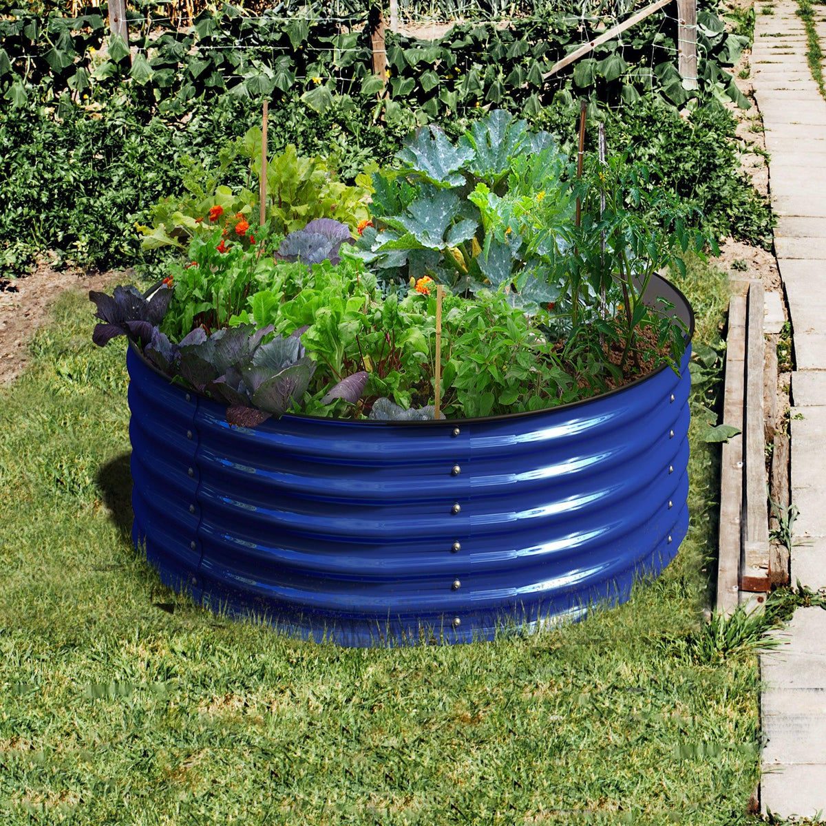 42 Round Raised Garden Bed Cobalt Blue M91696