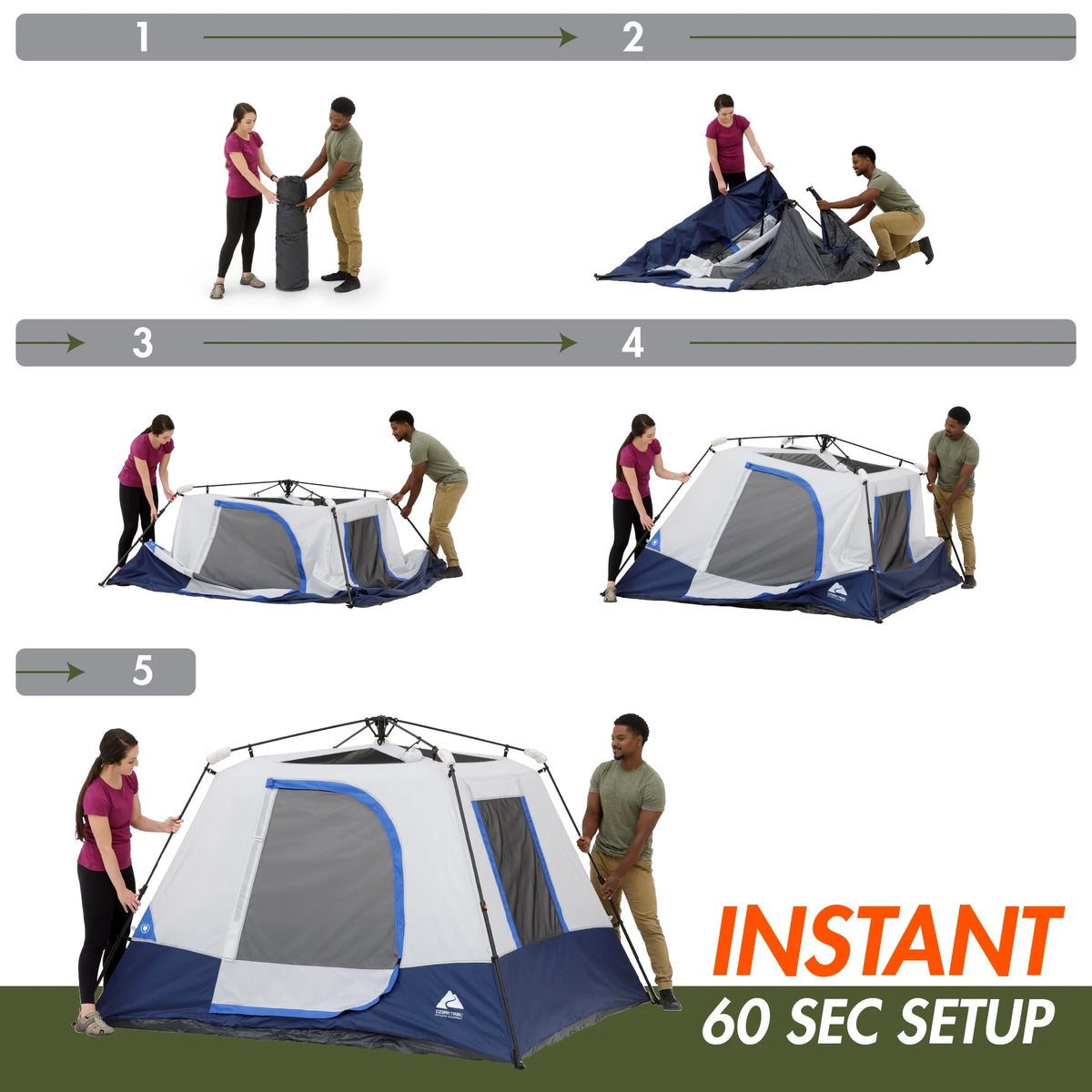 4-Person Instant Cabin Tent with LED Lighted Hub E429526