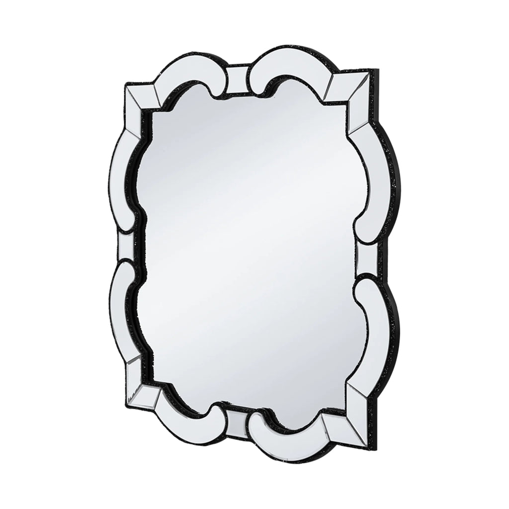 Scalloped Design Wall Mirror 2.5' Clear and Black V469286
