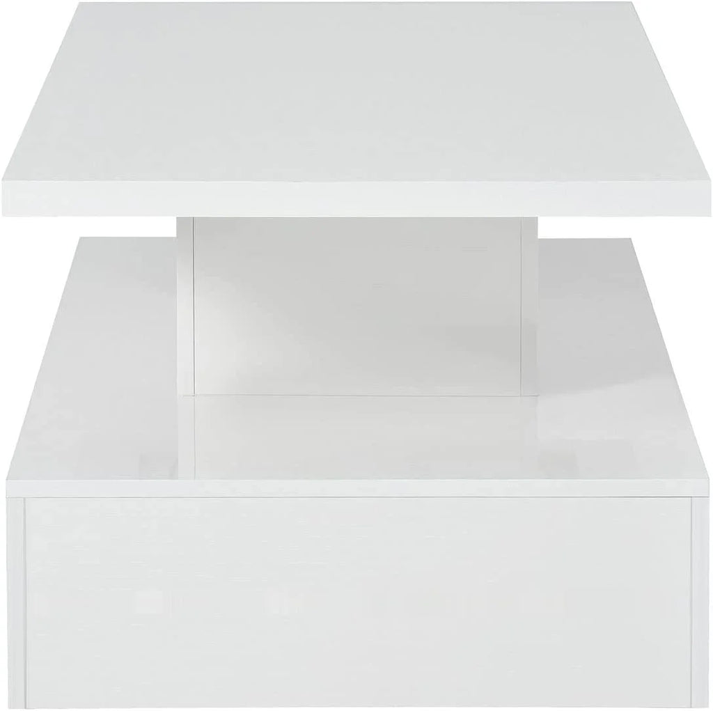 White 47 In Coffee Table with LED Light and Control L9559