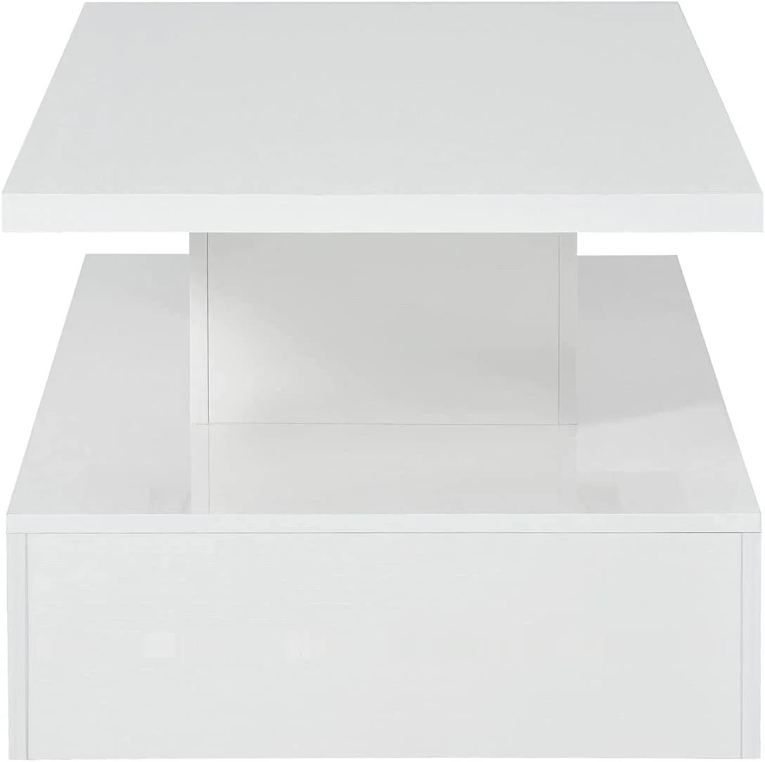 White 47 In Coffee Table with LED Light and Control L9559