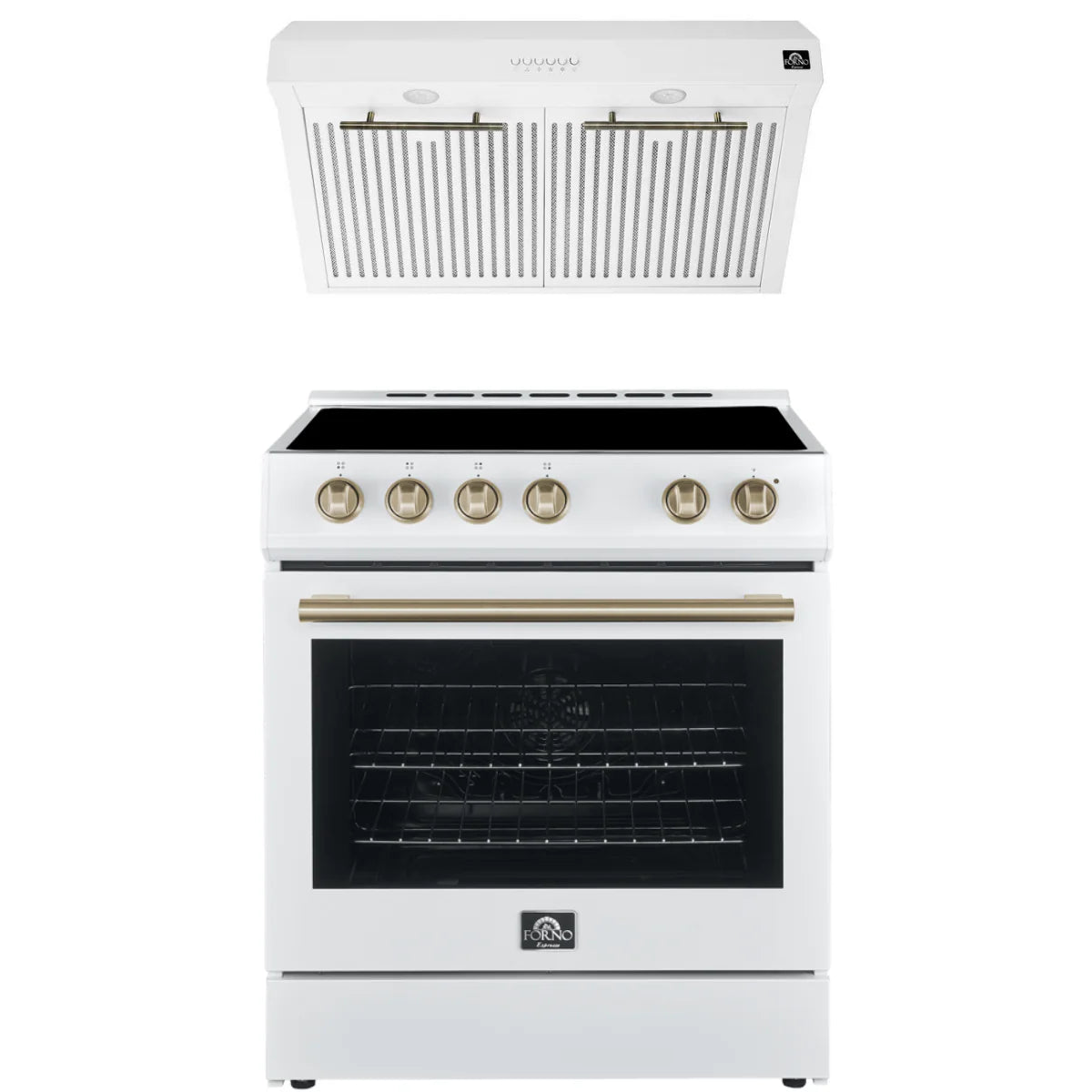 30 Electric Range and Range Hood in White E64515