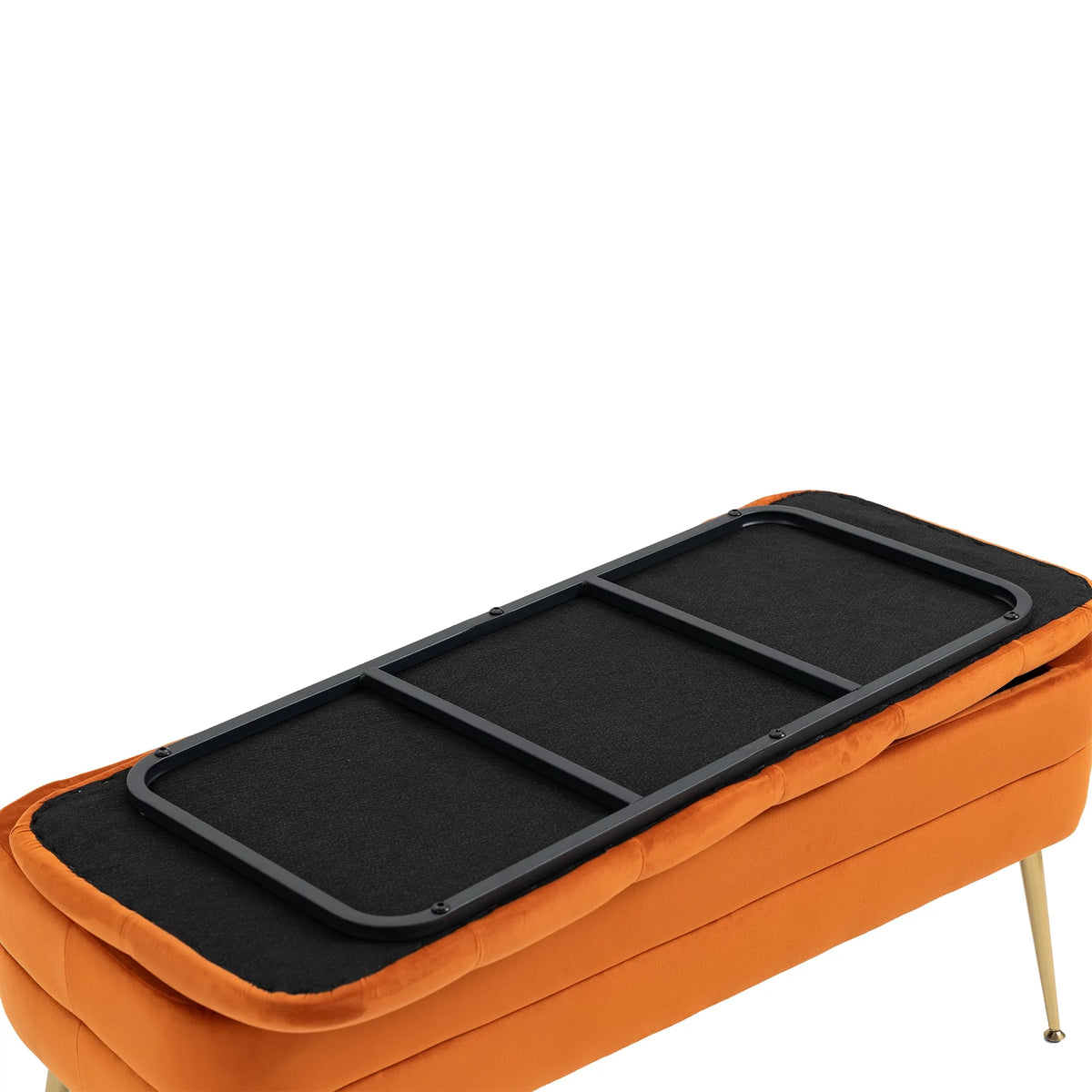 Velvet Storage Ottoman Bench with Safety Hinge B4625