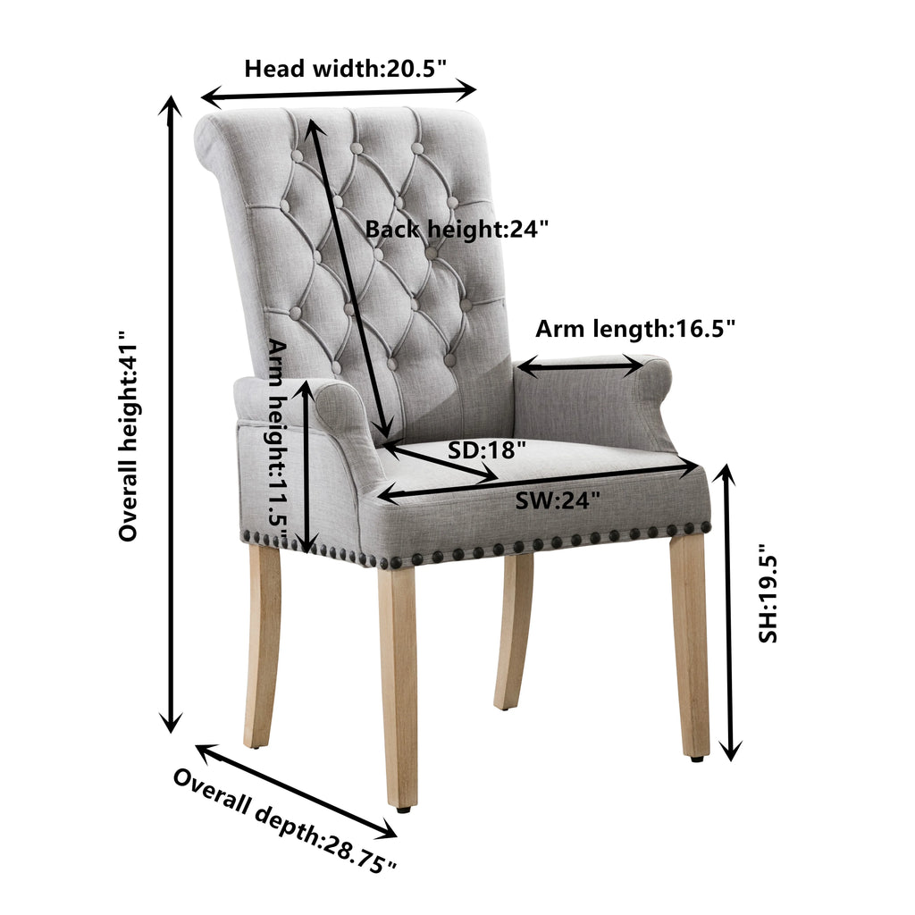 Gray Linen Fabric Upholstered Dining Chairs Set of 4 I889446