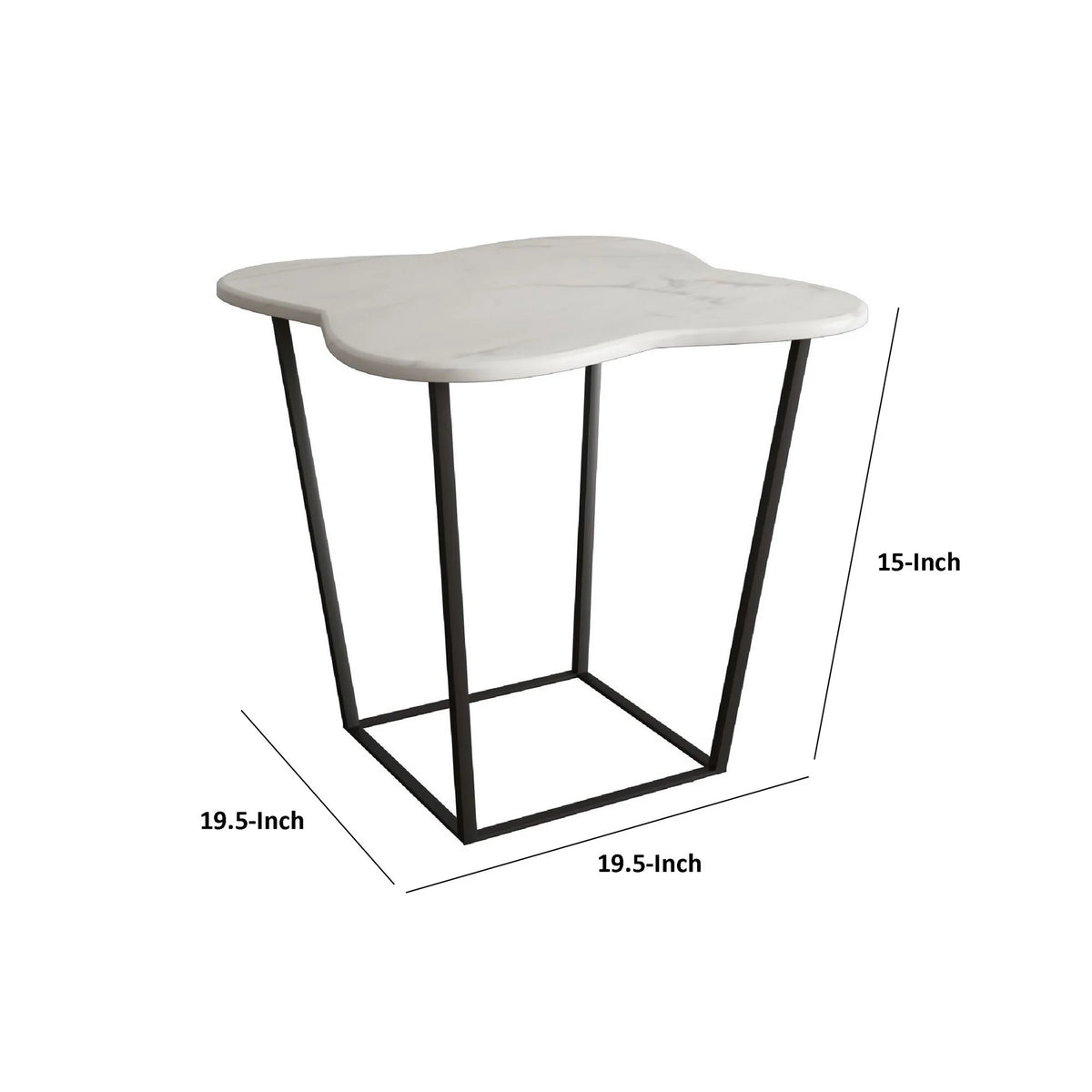 20 Inch Marble Top Metal End Table L95634