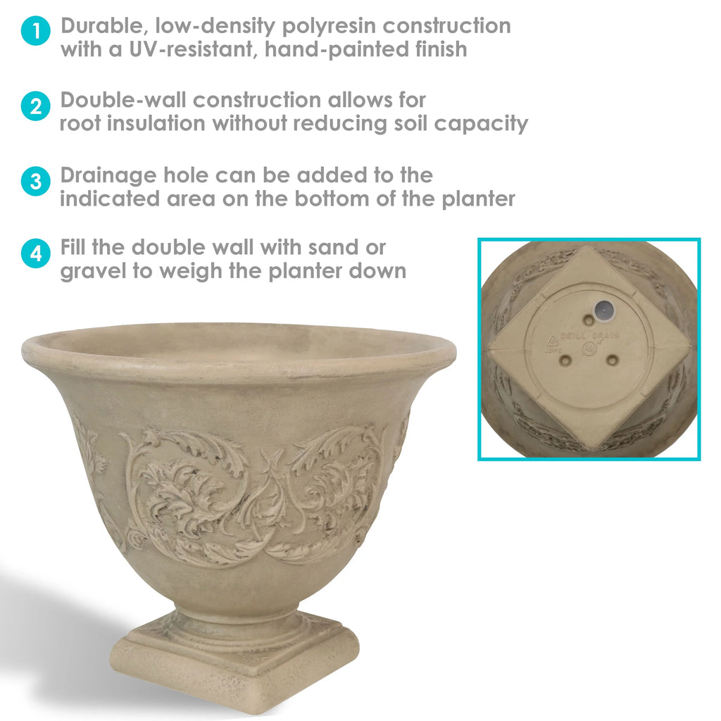 Beige 16" Double-Walled Weather-Resistant Planter K589