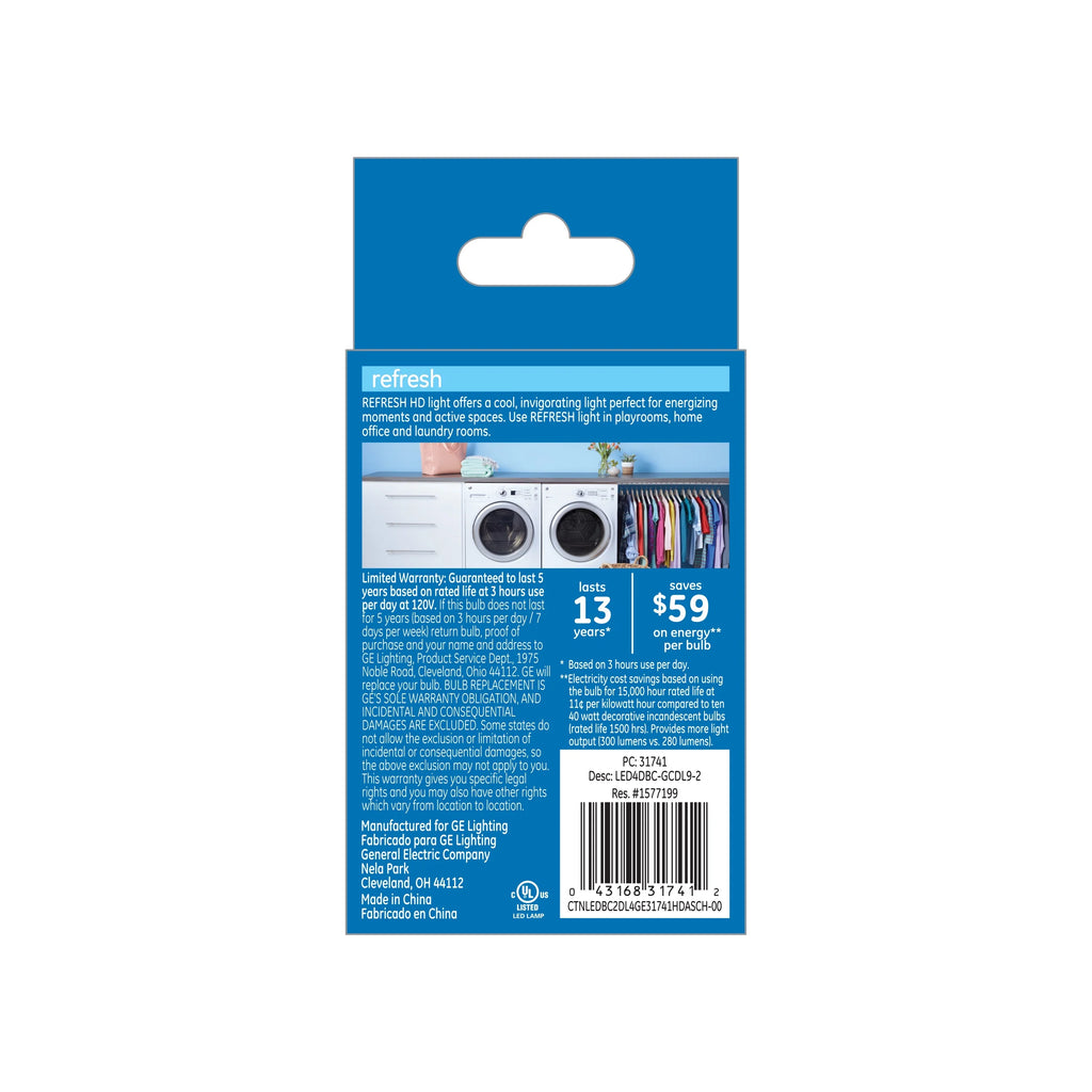 LED Light Bulbs Daylight 40 Watt Replacement Candelabra Base 2 Pack Z312