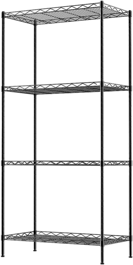 Black Metal 4-Shelf Mobile Storage Shelves Pack of 2 W9263
