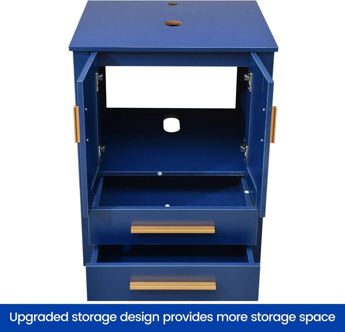 24 Inch Blue Wood Bathroom Vanity and Sink Combo with Mirror B4801
