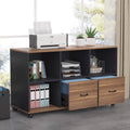 Brown 2 Drawer Letter Size Mobile File Cabinet U8891