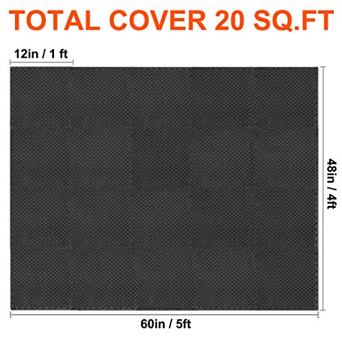 20 Pcs Black Interlocking EVA Foam Exercise Mats I3605