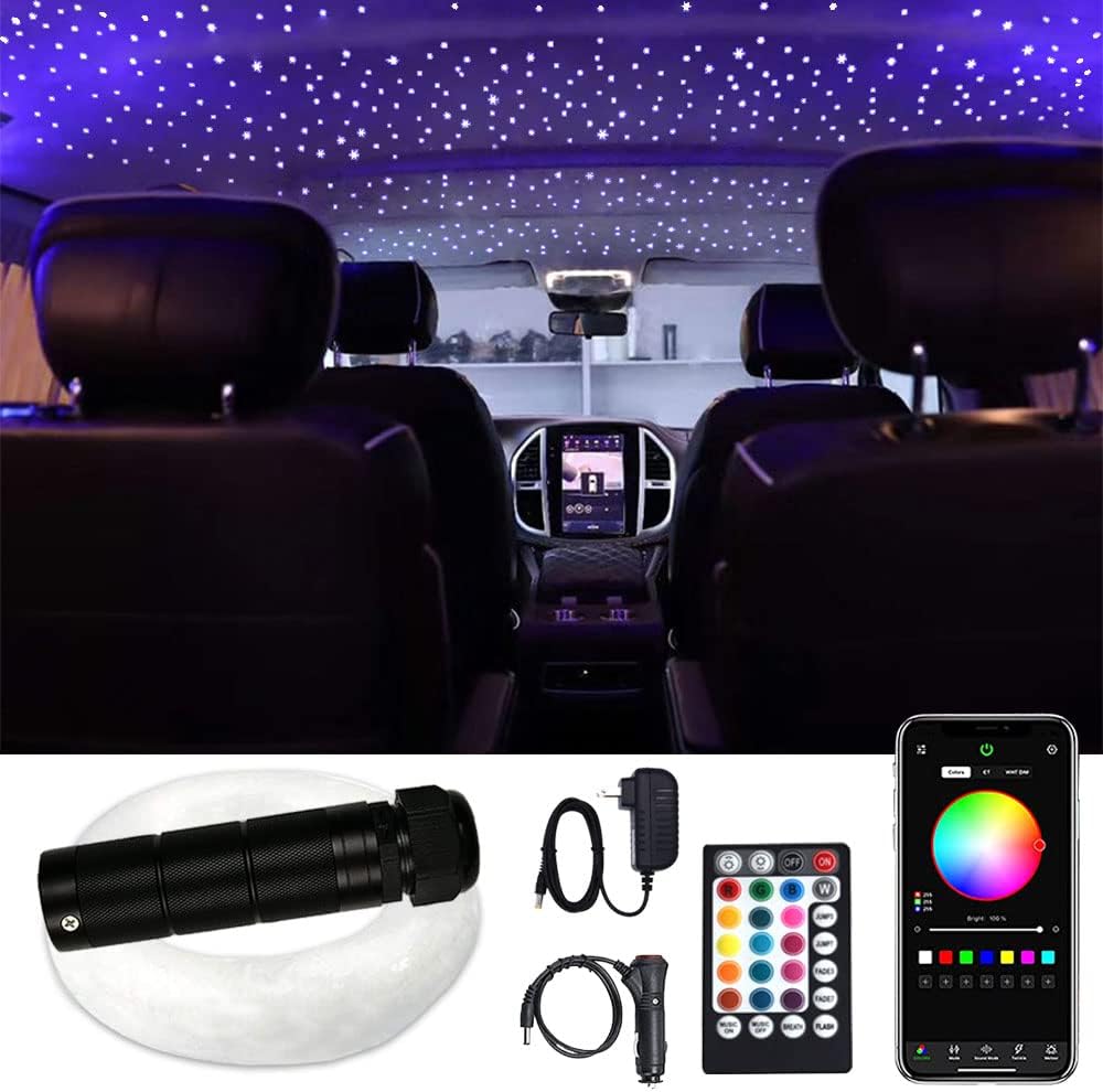 Car Use Bluetooth RGB LED Fiber Optic Light Star Ceiling Kit G8391