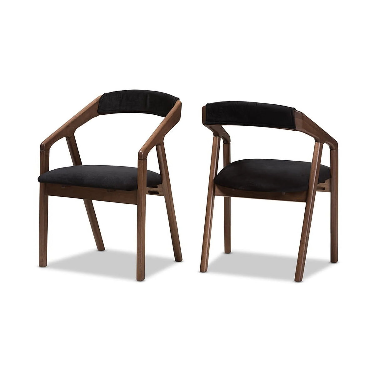 Black Fabric and Walnut Wood Dining Set P469