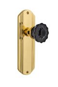 Polished Brass Crystal Black Glass Door Knob K4321