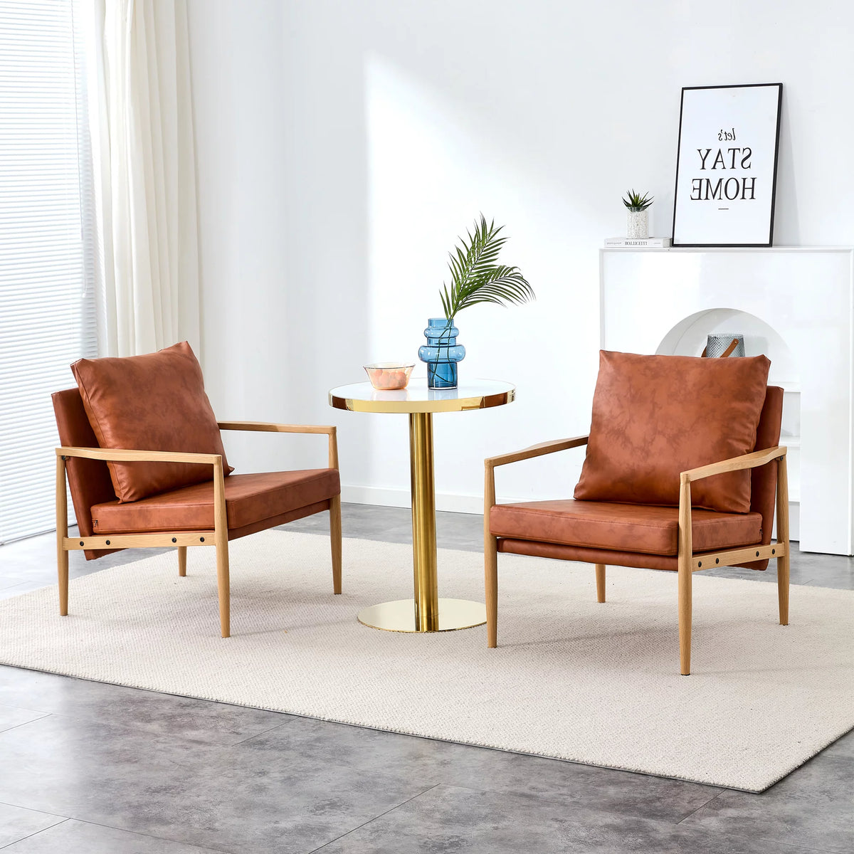 PU Leather Accent Arm Chair with Metal Frame E38444