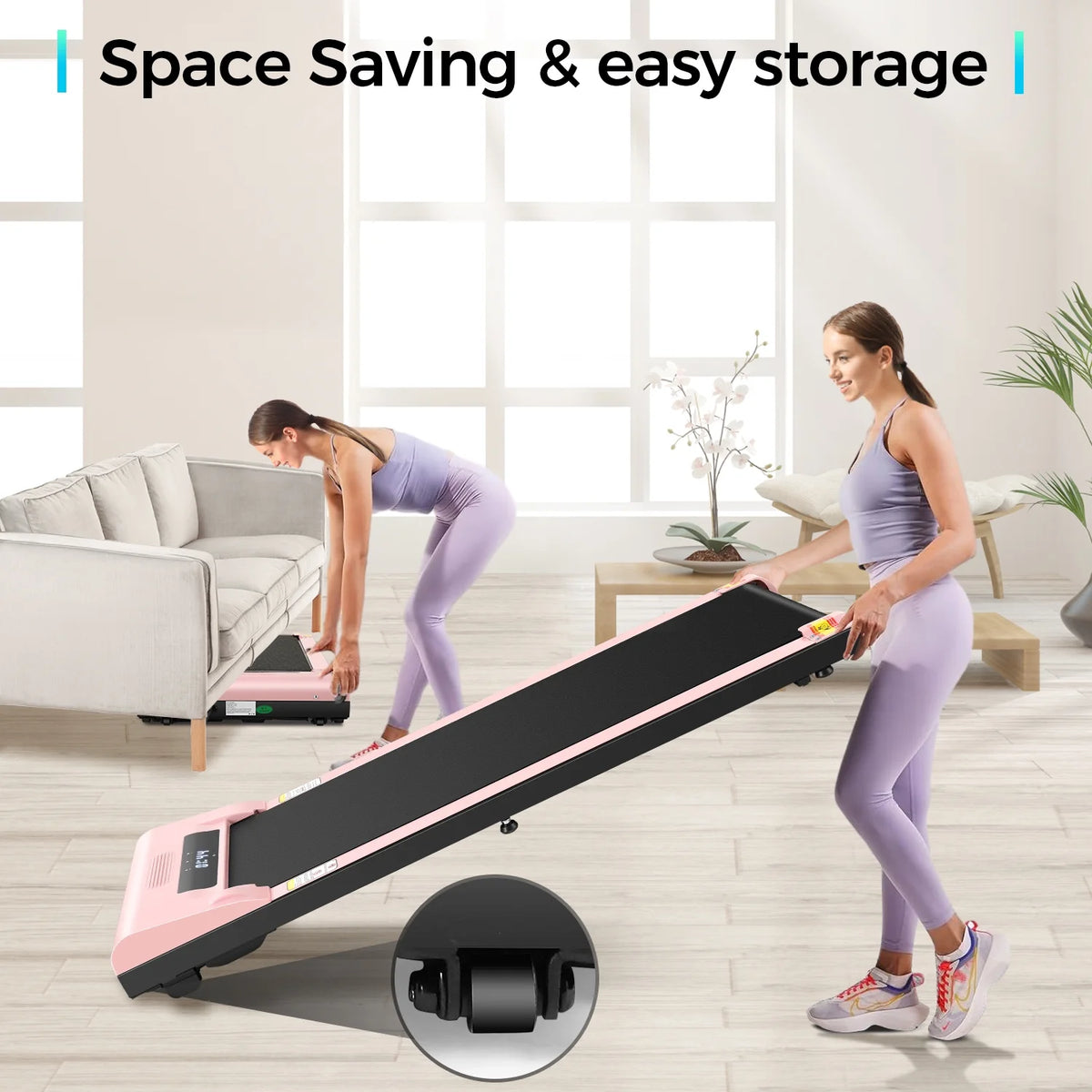Pink Walking Pad Under Desk Treadmill Y142