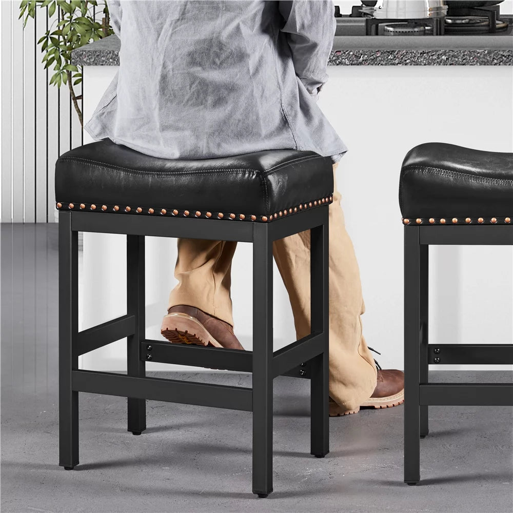 Set of 2 Black Faux Leather Bar Stools Y2674